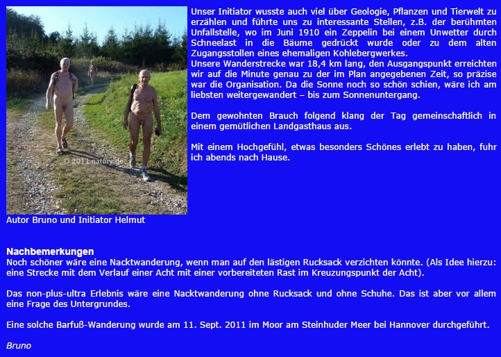 Das Erlebnis Nacktwanderung und Optimierungs-Ansätze.