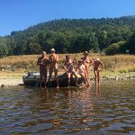 [de]Kanutour auf der Elbe bei Niedrigwasser[en]Canoe tour on the Elbe at low tide