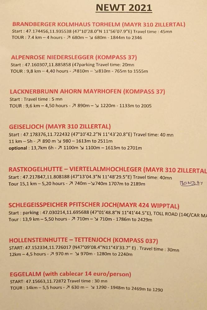 Im Flur hängt neben dem Küchen- und Spüldienstplan auch der Wanderplan