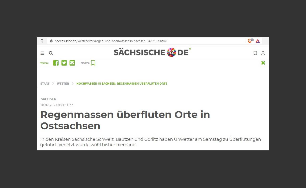 Meldung der Sächsischen Zeitung