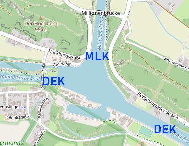 Einmündung MLK in DEK (Open Street Map) Einmündung MLK in DEK (Open Street Map)