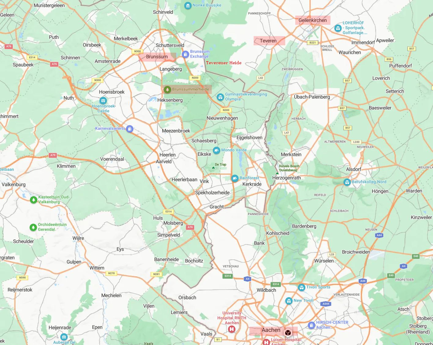 Teveren 1(14) Auf manchen Karten findet man leichter die Brunssumerheide als die Teverener Heide.