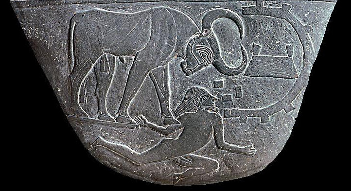 Altes Reich, 1. Dynastie, Detail 1 der Narmer-Plakette: Nackter Mann Altes Reich, 1. Dynastie, Detail 1 der Narmer-Plakette: Nackter Mann
