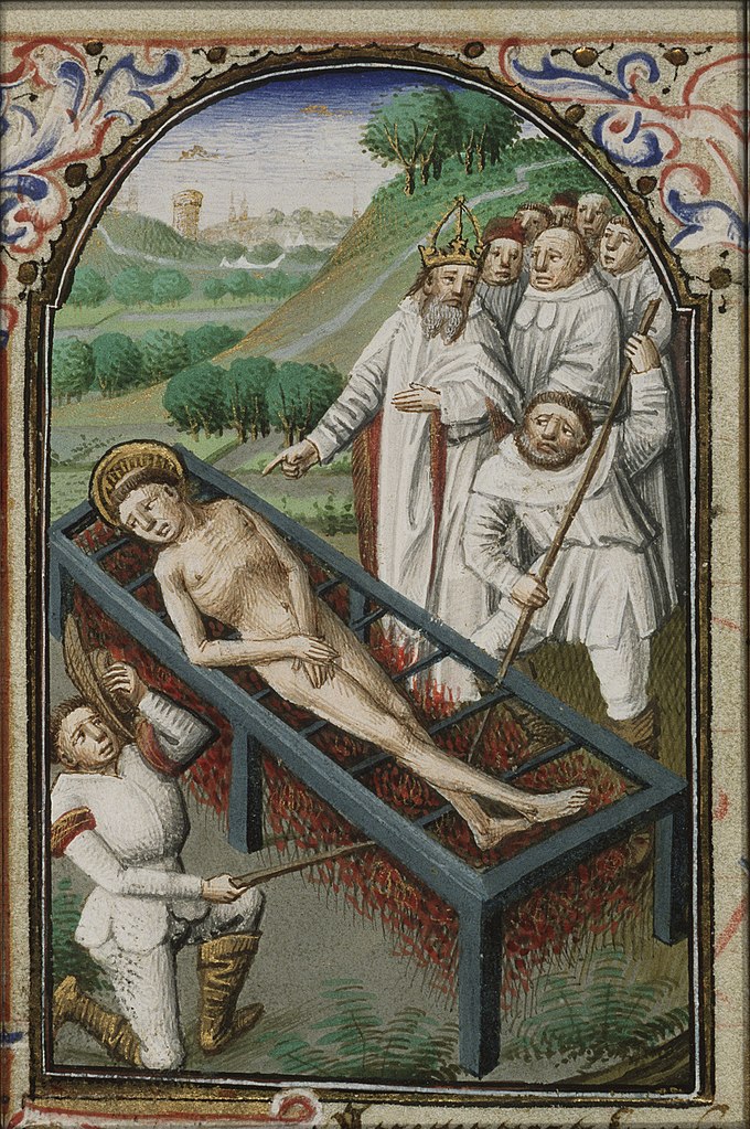 Martyrium des hl. Laurentius: Nackt über dem offenen Feuer, Public Domain. Martyrium des hl. Laurentius: Nackt über dem offenen Feuer, Public Domain.