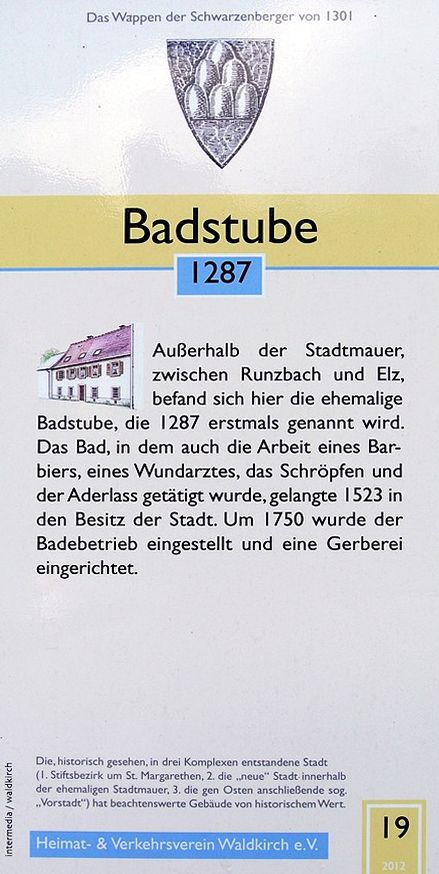 In Waldkirch im Breisgau wird ein Badehaus erstmals 1287 erwähnt. Foto: James Steakley. Creative Commons In Waldkirch im Breisgau wird ein Badehaus erstmals 1287 erwähnt. Foto: James Steakley. Creative Commons