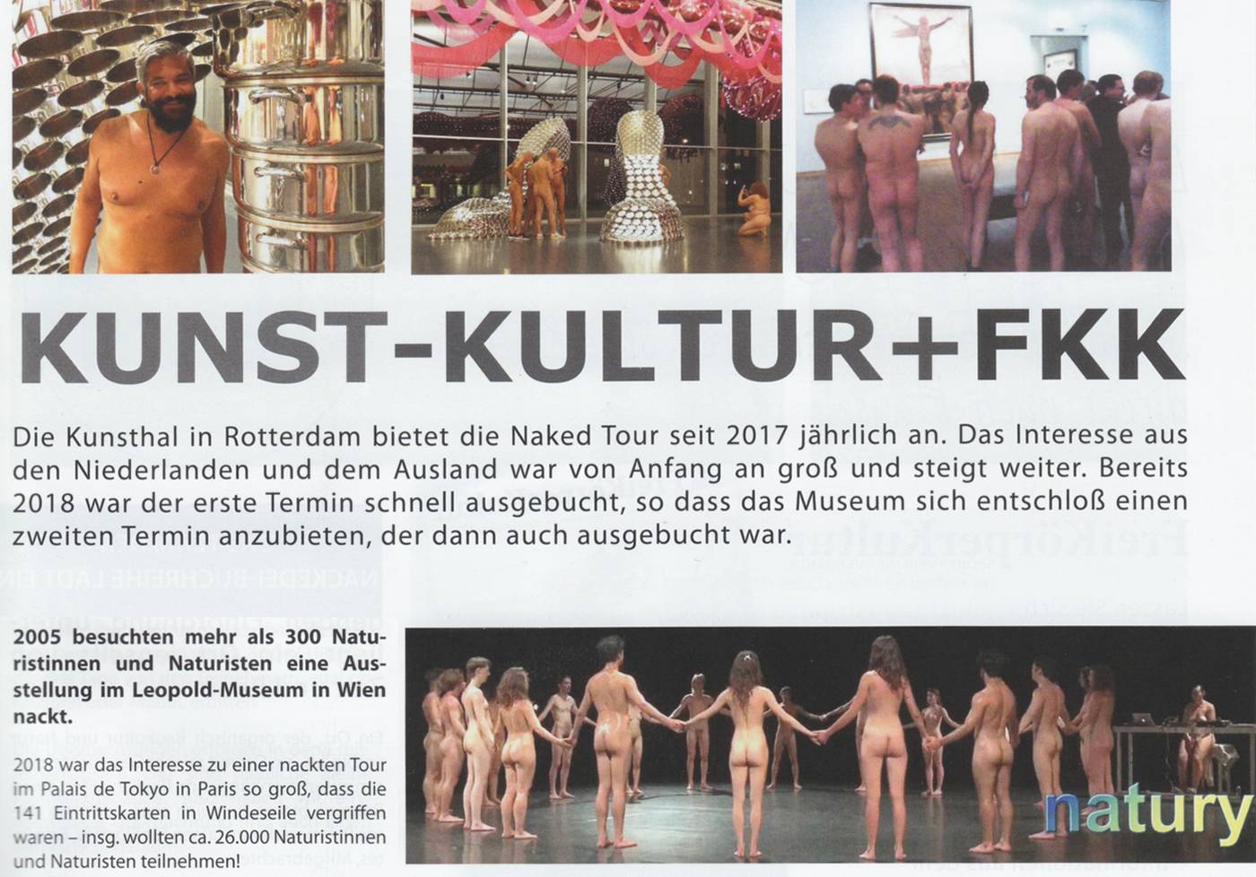 »FKK-Reisen« berichtet über »KUNST-KULTUR+FKK« »FKK-Reisen« berichtet über »KUNST-KULTUR+FKK«