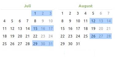 Gerade Wochen Jul - Aug 2022